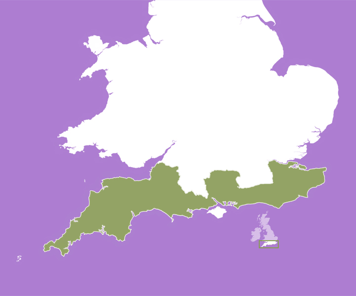 Map of Southern England popular cities
